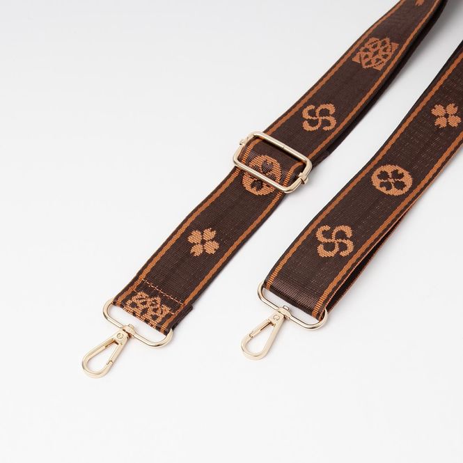 Hovedbilde Skulderrem mørk brun og cognac - mønstret ...