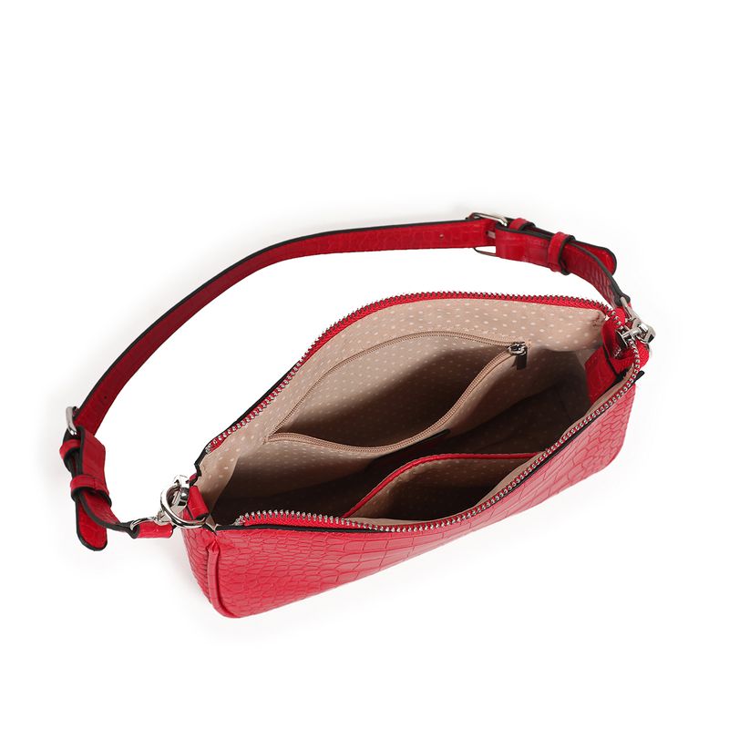 Ivana croco clutch - Röd - kompakt axelväska med strukturerad yta