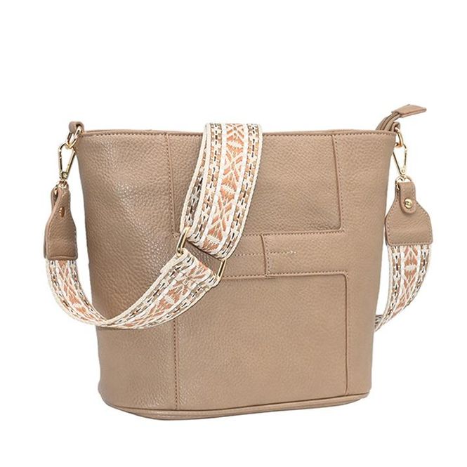 Hovedbilde Iria crossbag med mønstret rem - beige