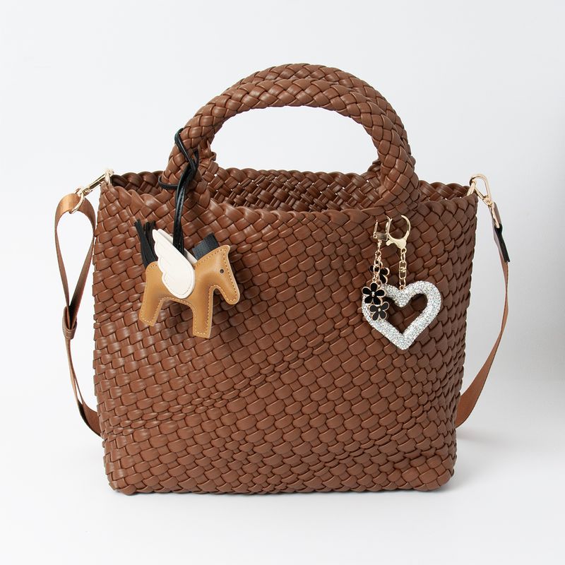 BILLIE flettet håndveske - cognac