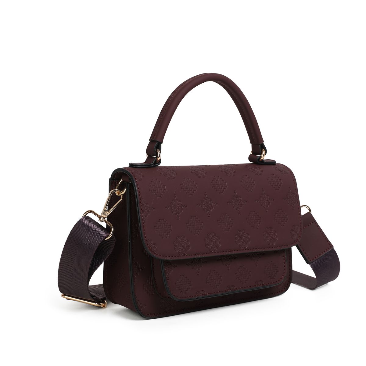 Hillevi clutch burgunder - veske i imitert skinn med gullfargede detaljer