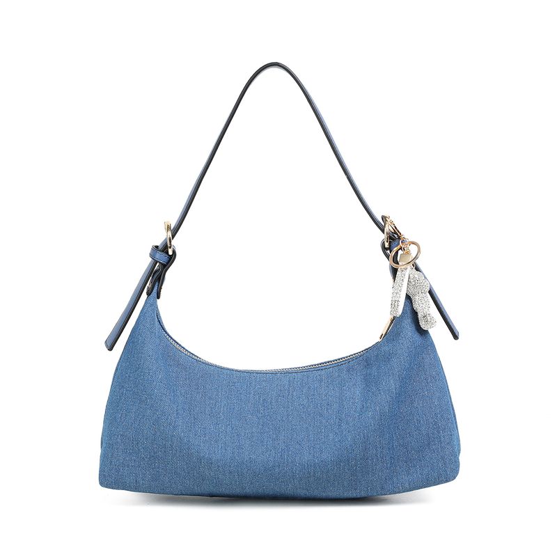 EMBLA skulderveske med deco - jeansblå tekstil