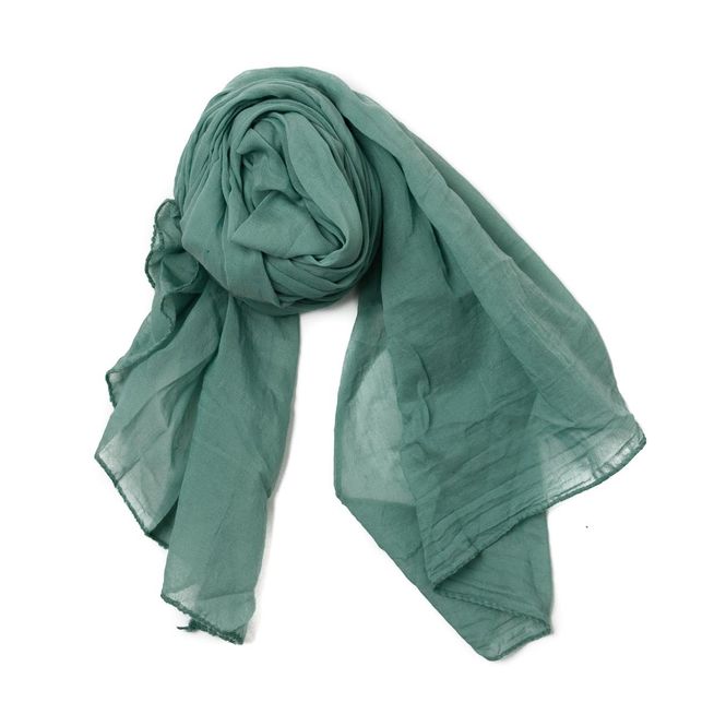 Hovedbilde Ensfarget skjerf i silke og bomull - lys grønn