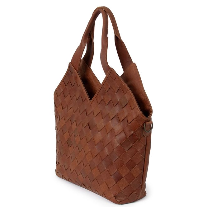 Hovedbilde LOUIS stor flettet shopper i skinn - brun