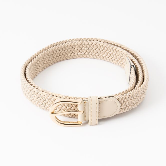 Huvudbild Smalt resårbälte, guld - ljus beige