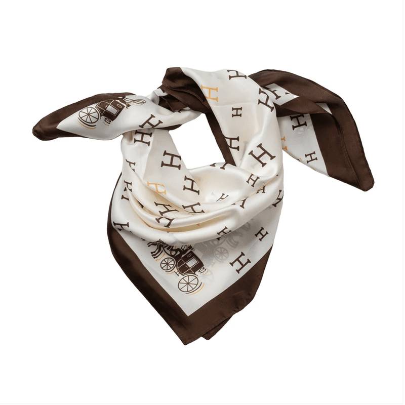 Liten halsduk med H-tryck - offwhite