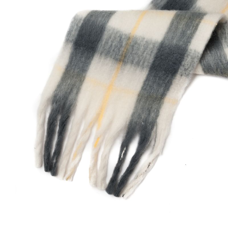 Fluffy skjerf med stripe - grå