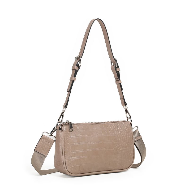 Ivana croco clutch - beige - kompakt skulderveske med strukturert overflate