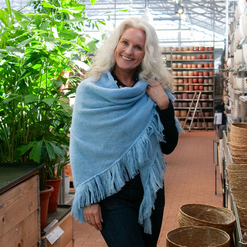 Sjal i mohairmix - lys blå