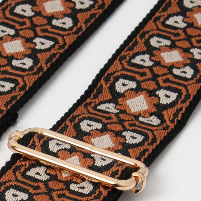 Skulderrem med blomstermønster - svart/cognac