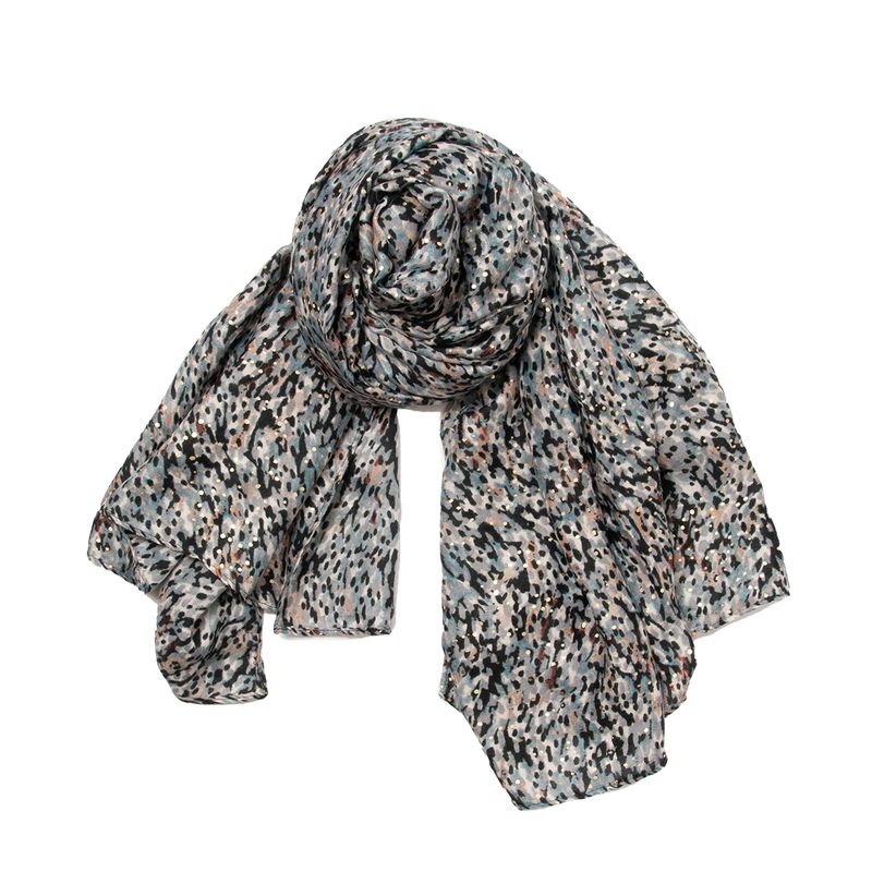 Småmønstret skjerf med gull-foil - svart