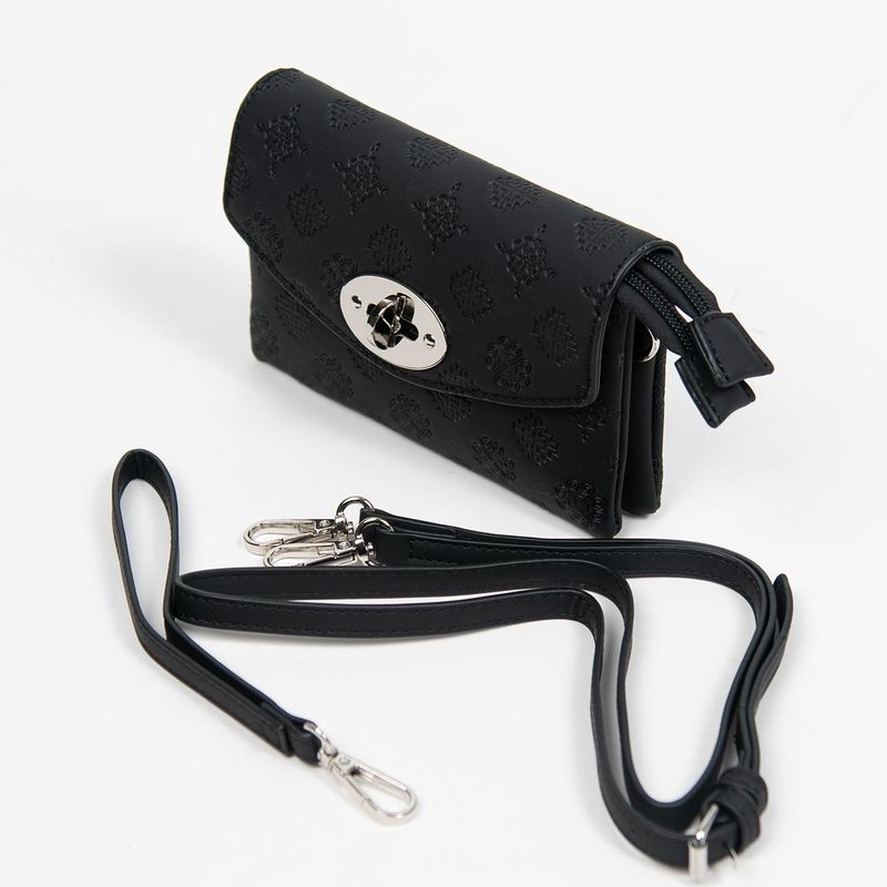 DANIELLE clutch med präglat mönster svart silverfärgat metall