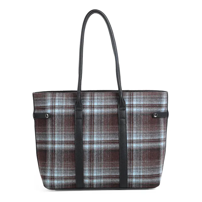 Hovedbilde KARI brun rutet shopper i tekstil