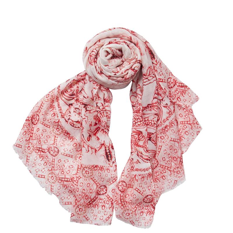 Skjerf med sommerlig print - rød