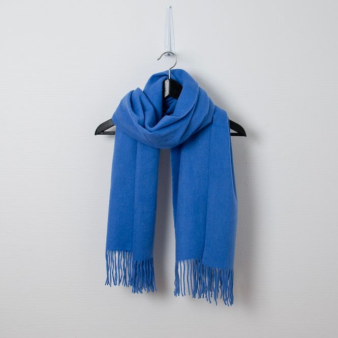 Hovedbilde Ullskjerf med frynser - dueblå