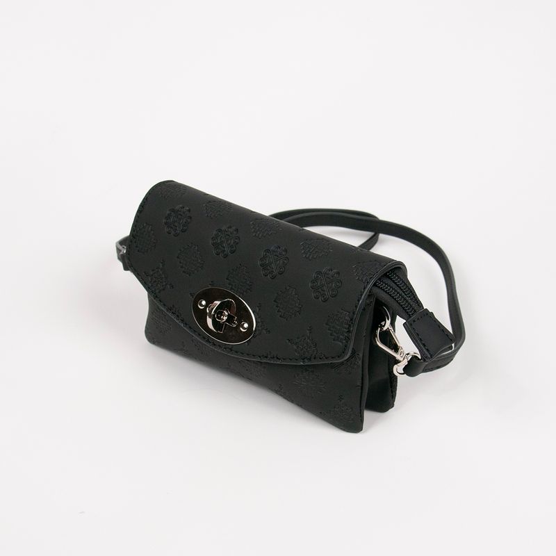DANIELLE clutch med präglat mönster svart silverfärgat metall