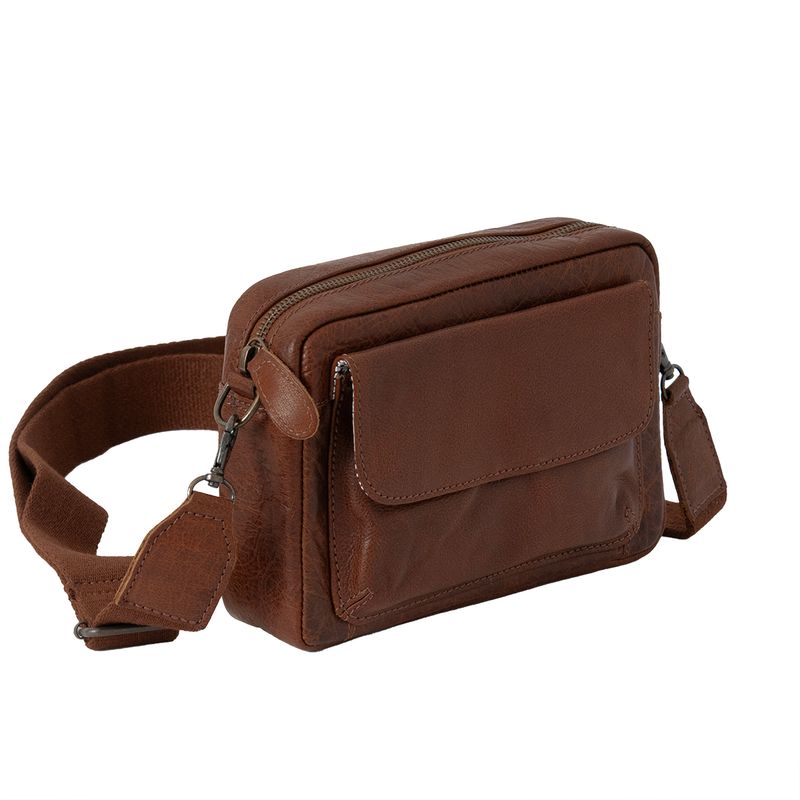 LAVA läder clutch med ytterficka - brun
