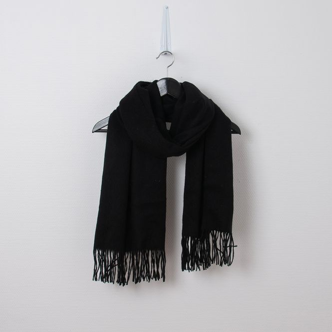 Huvudbild Ullscarf med fransar - svart