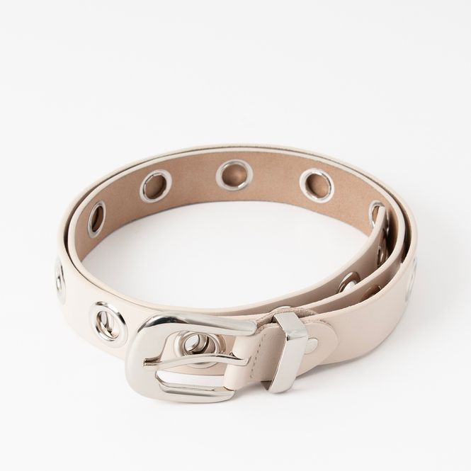 Hovedbilde Skinnbelte med maljer - beige
