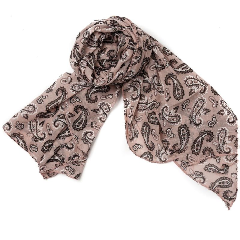 Skjerf med paisley i bomull/silke - rosa