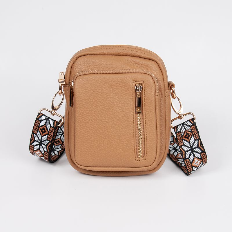 LEVI citybag med mønstret rem - cognac