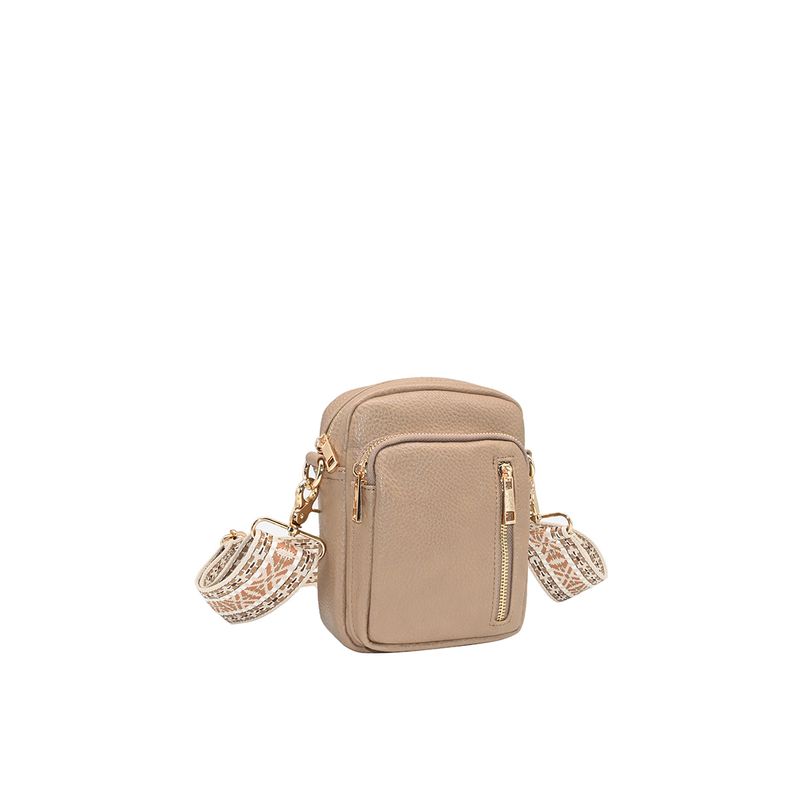 LEVI citybag med mønstret rem - mørk beige