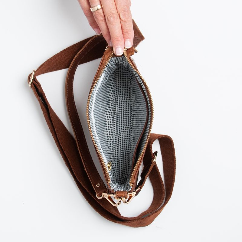 LIAN clutch i skinn - brun
