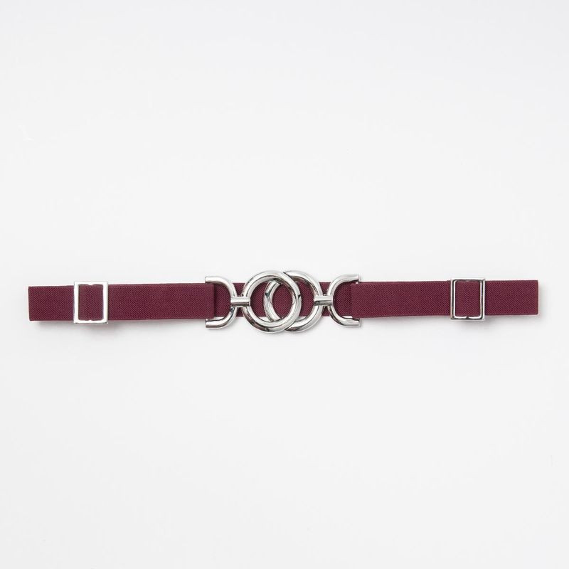 Elastisk midjebelte med dekorativ sølvfarget spenne burgunder