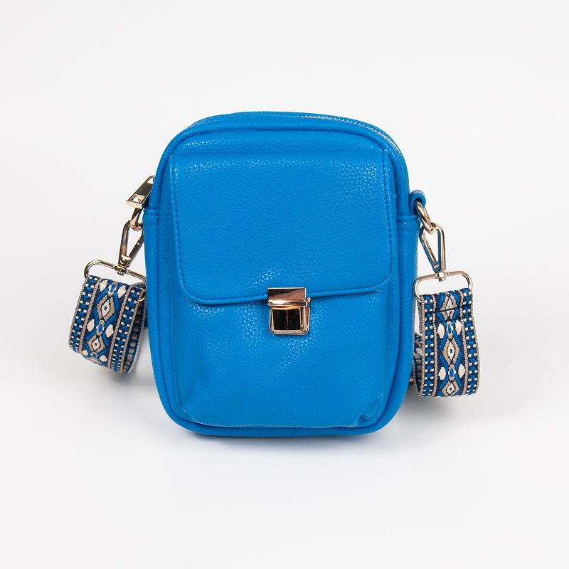 IDA citybag med mønstret rem - kornblå