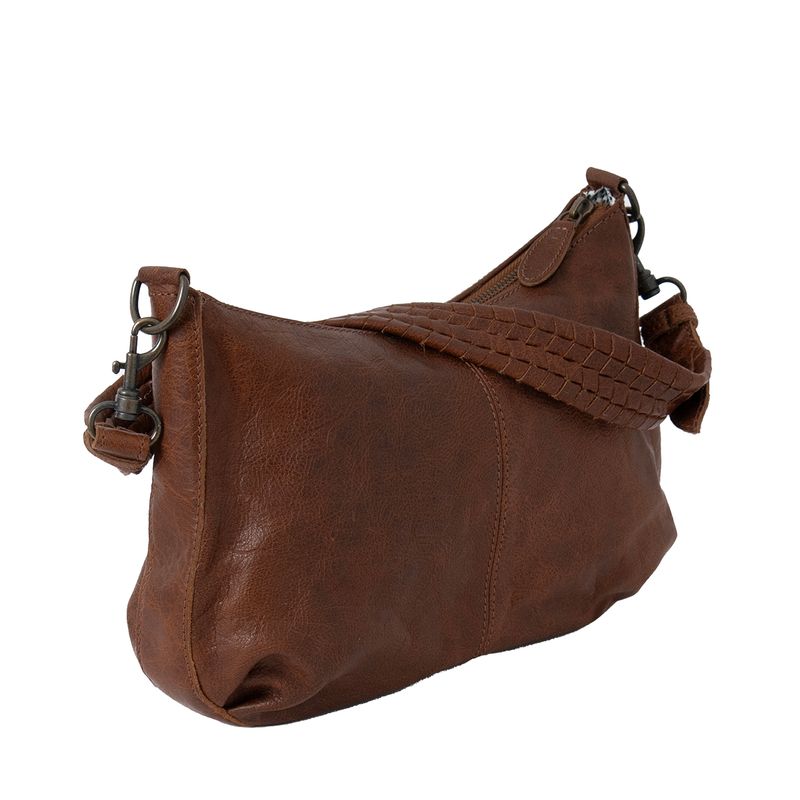 Skinnveske OLEA myk skinnveske med dobbel rem - Mørk brun