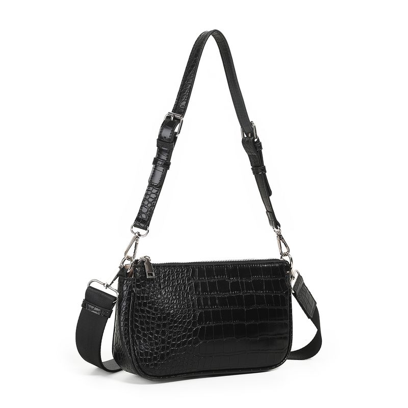 Ivana croco clutch - svart - kompakt skulderveske med strukturert overflate