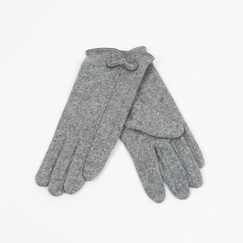 ELISE hansker grå - ullmix hansker med sløyfedetalj