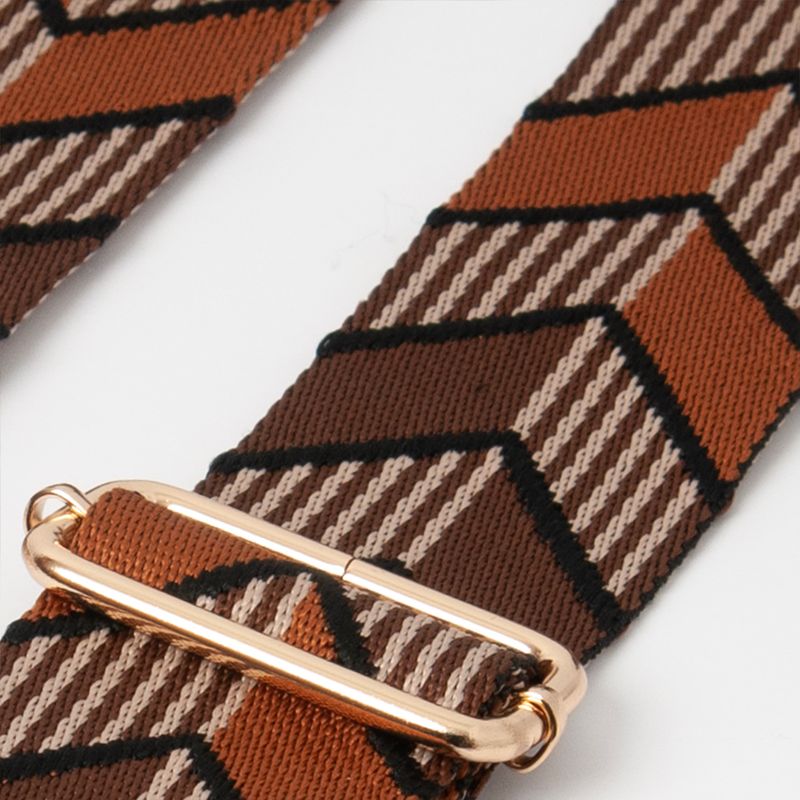 Skulderrem med striper/ruter - brun