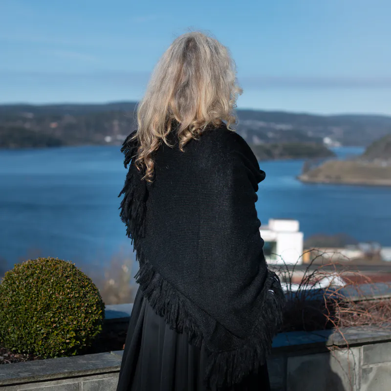 Sjal i mohairmix - svart