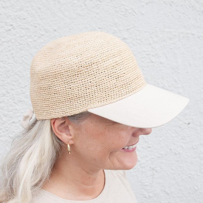 Hovedbilde Caps i naturstrå med knyting, beige – ...