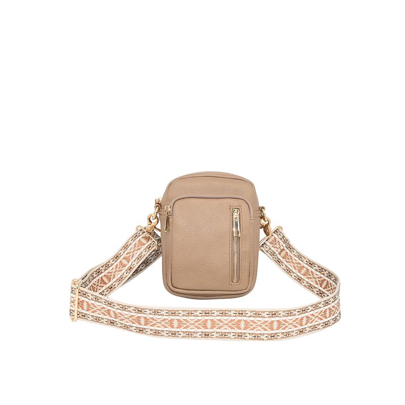 LEVI citybag med mønstret rem - mørk beige