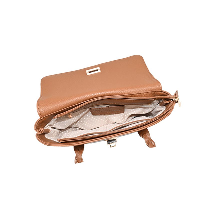 Holly lav shopper - cognac veske i imitert skinn med gullfargede detaljer