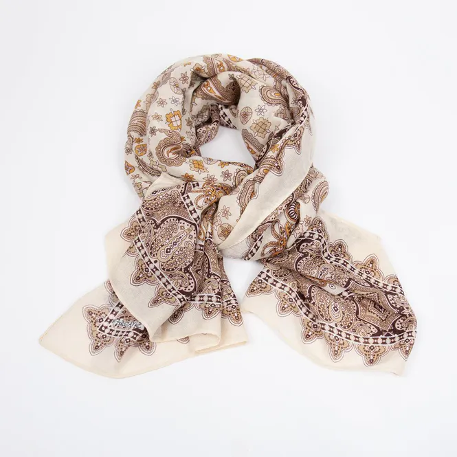Hovedbilde Skjerf paisley beige gull - viskose skjerf 85x180 ...