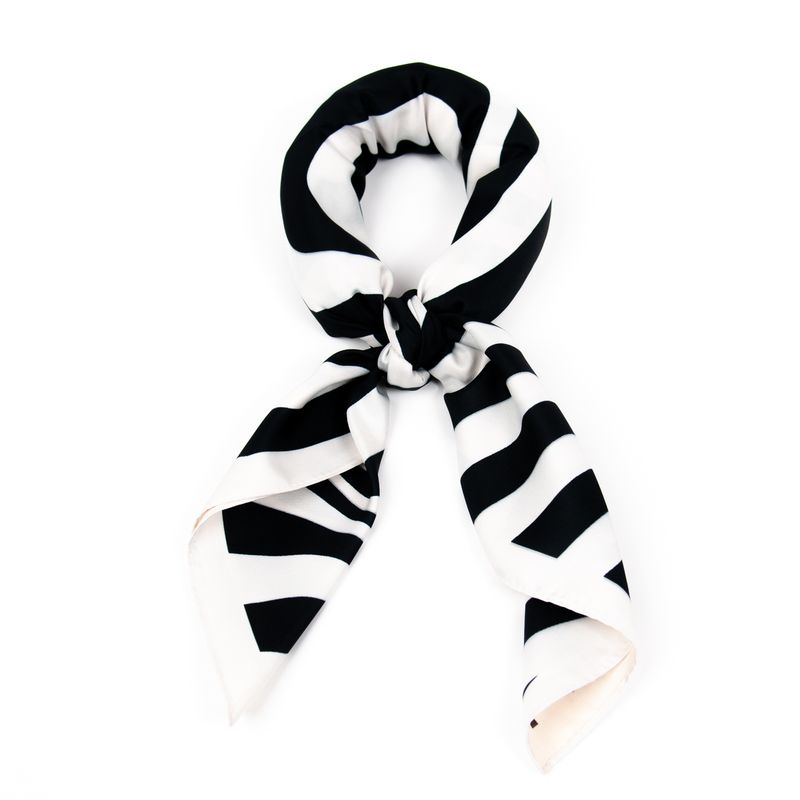 Lite skjerf 70 x 70 cm - tosidig grafisk mønster i svart-hvit og brun-beige