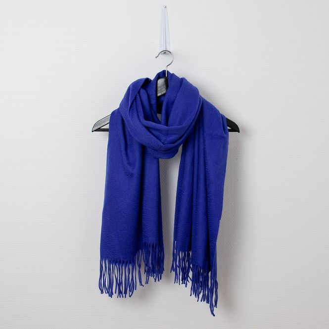 Hovedbilde Ullskjerf med frynser - kongeblå