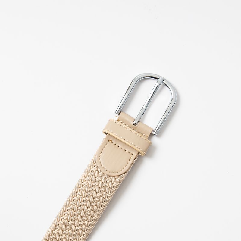 Strikkbelte, sølv - beige
