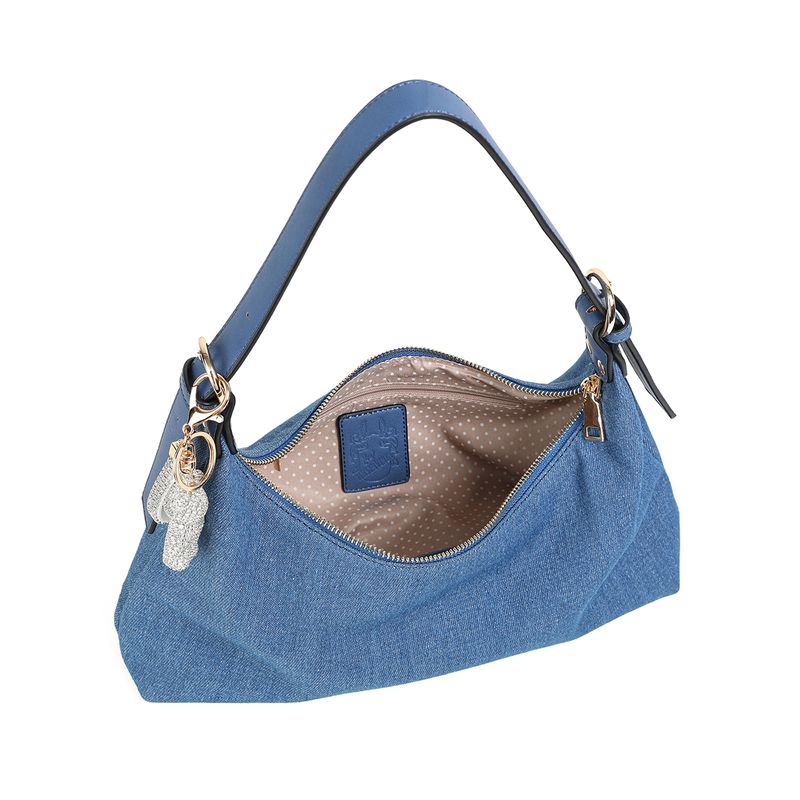 EMBLA skulderveske med deco - jeansblå tekstil