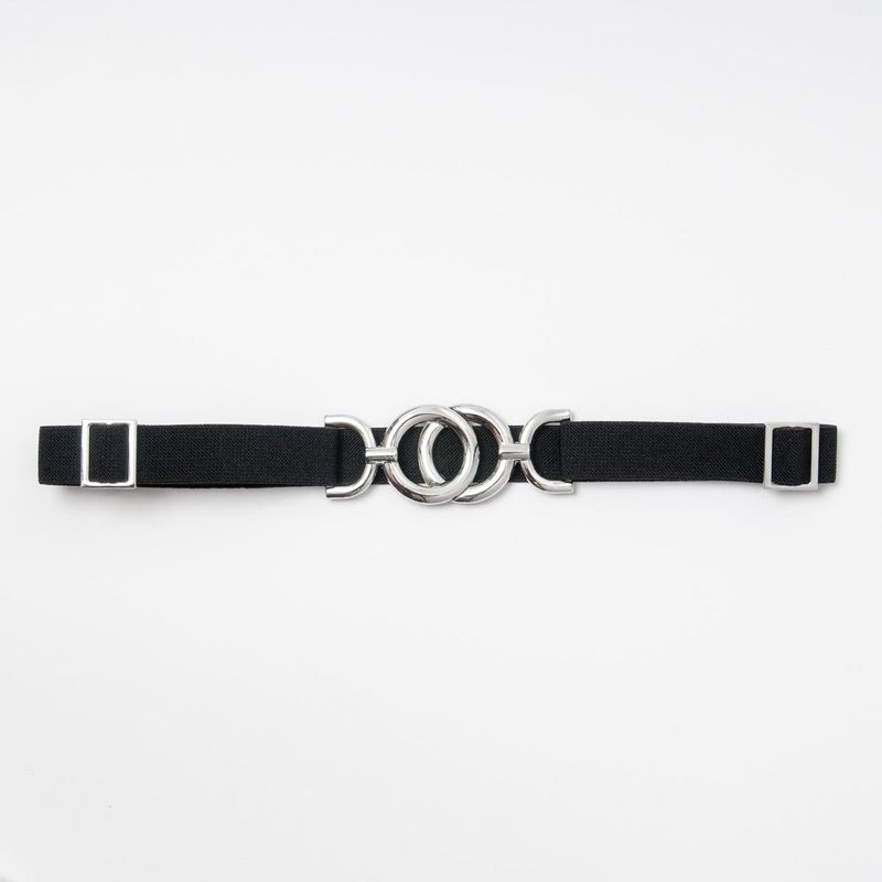 Elastisk midjebelte med dekorativ sølvfarget spenne svart