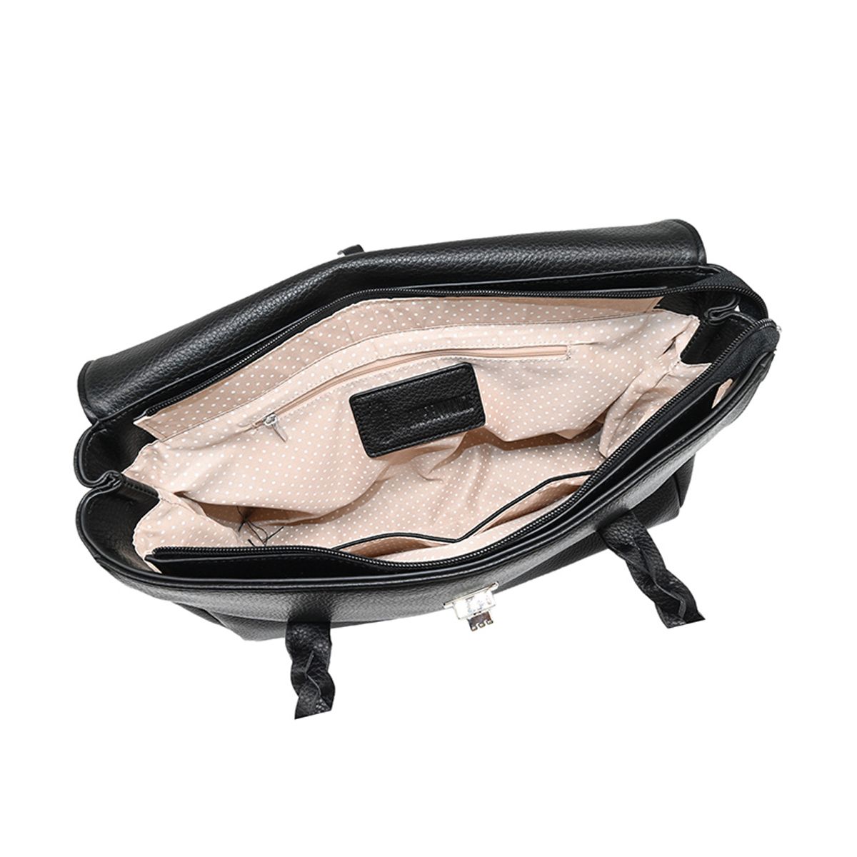 Hedda shopper - svart veske i imitert skinn med sølvfargede detaljer