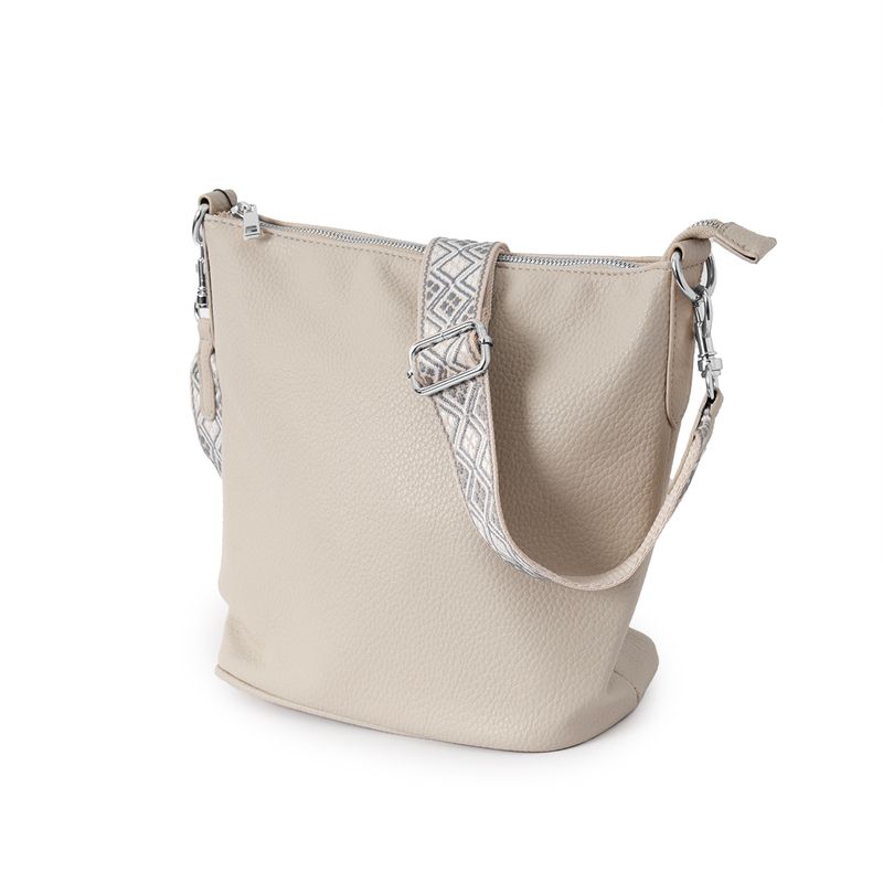 BERTINE korsväska med mönstrad rem - beige