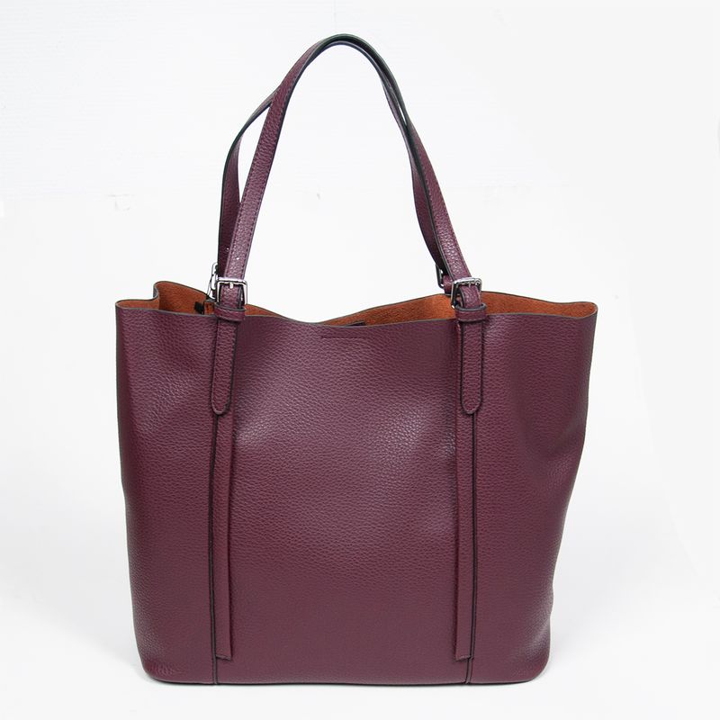 Hilde shopper väska burgundy - stor tote i veganskt läder