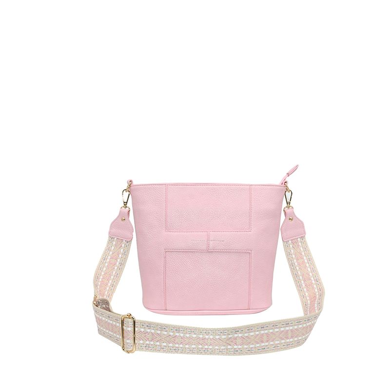 Iria crossbag med mønstret rem - lys rosa