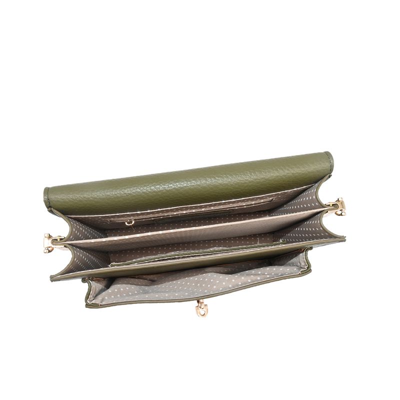 EMELY clutch med frontspenne - olivengrønn