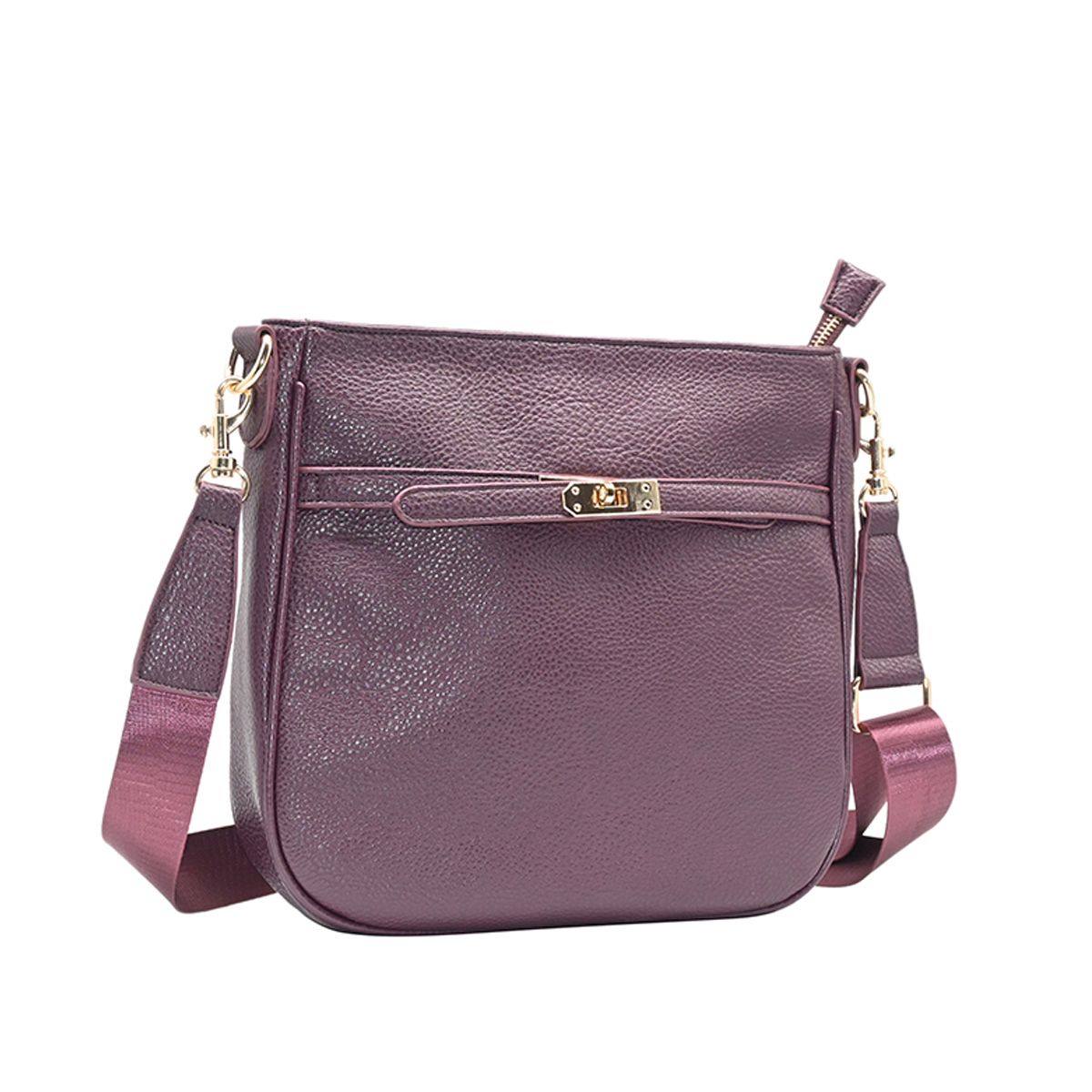 Helene veske burgunder - skulderveske i imitert skinn med gullfargede detaljer