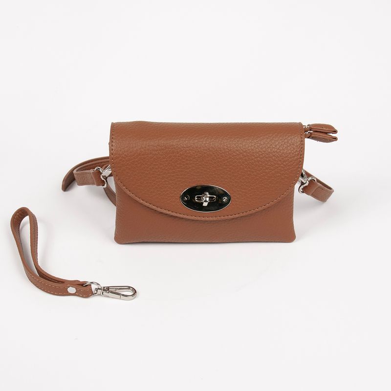 DANIELLE clutch sølvfarget cognac